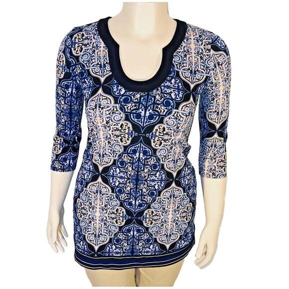 White House Black Market Tops - White House Black Market Women's Black and Blue Blouse
